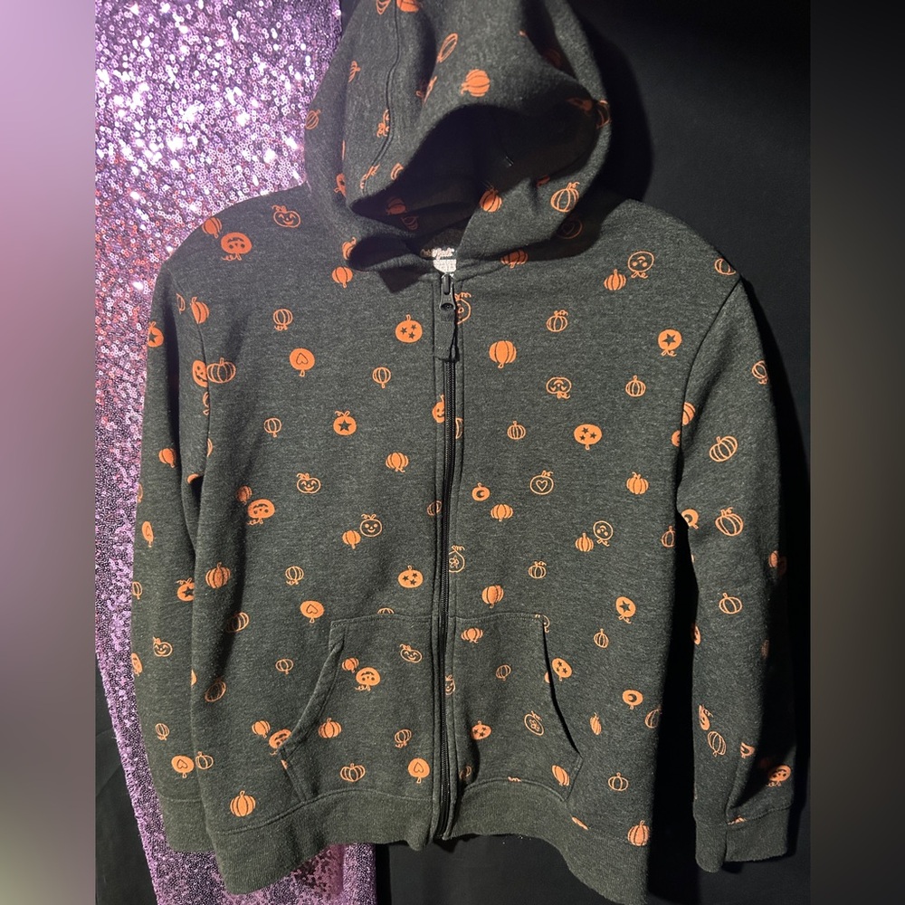 Cat & Jack Gray Halloween Fall Pumpkin 🎃 Hoodie EUC